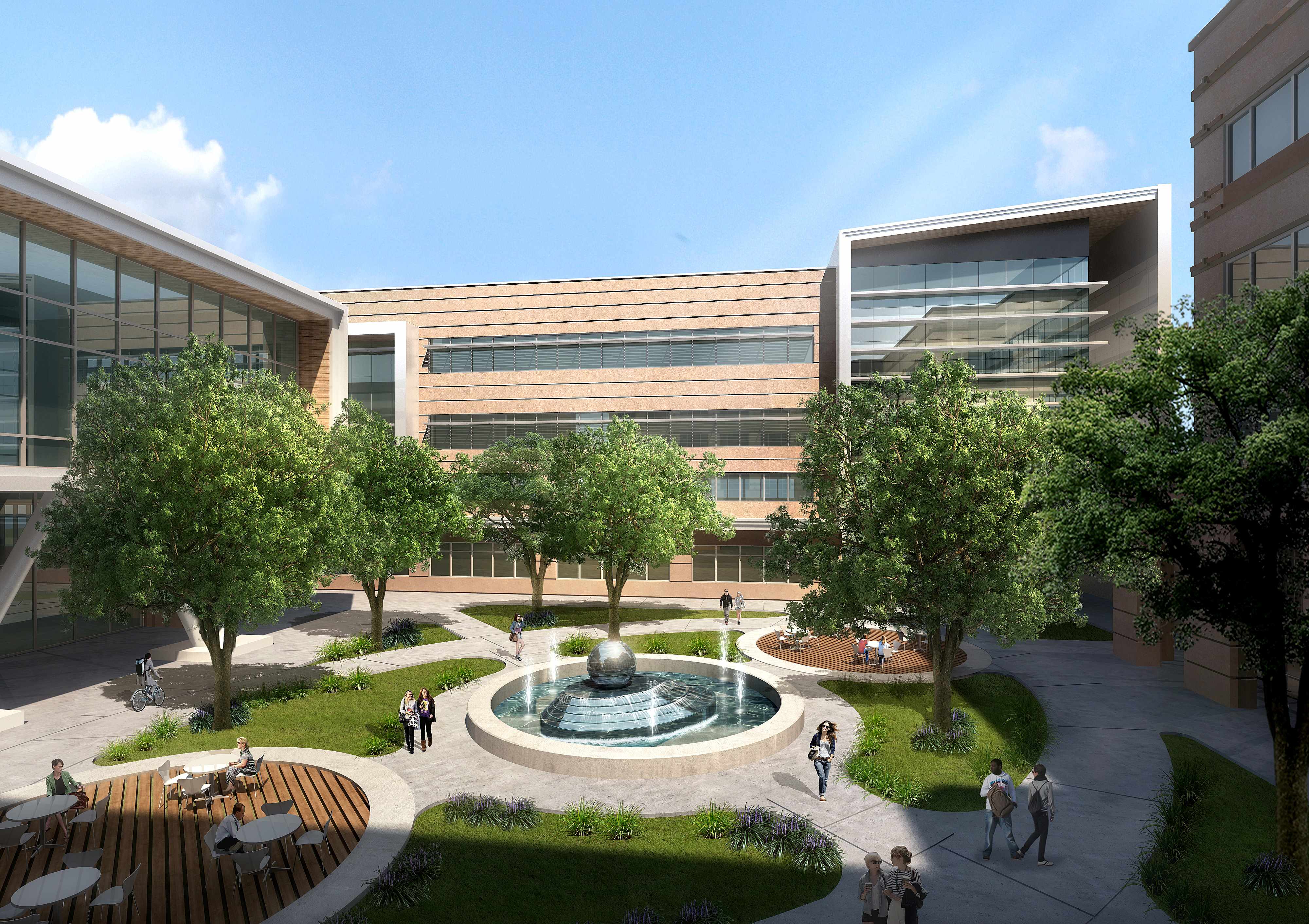 Collin-College-Courtyard-Exterior-Semi-Aerial-Daytime-Plano-TX
