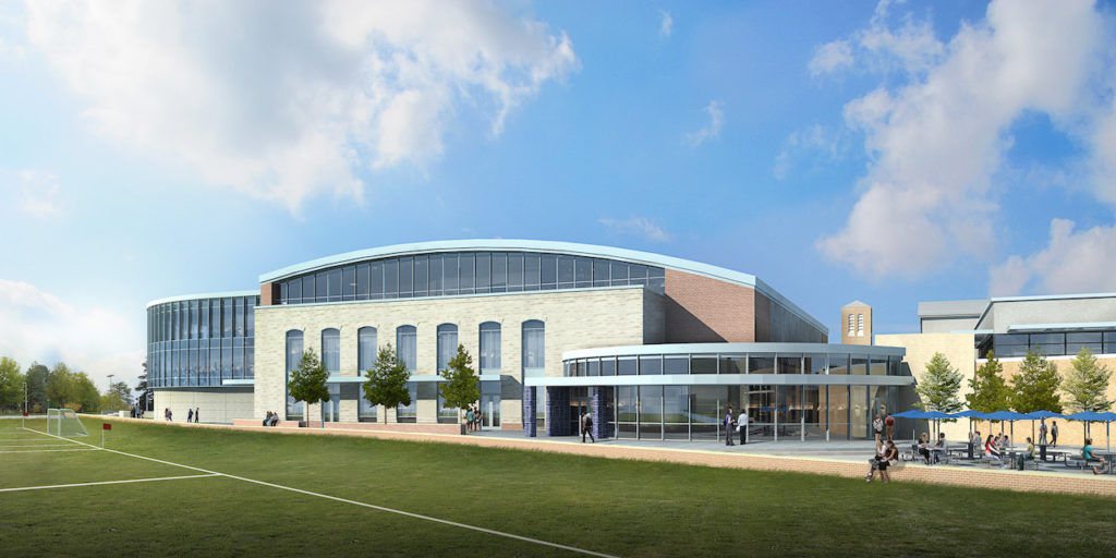 Episcopal High School Athletic Center Exterior Semi Aerial Daytime