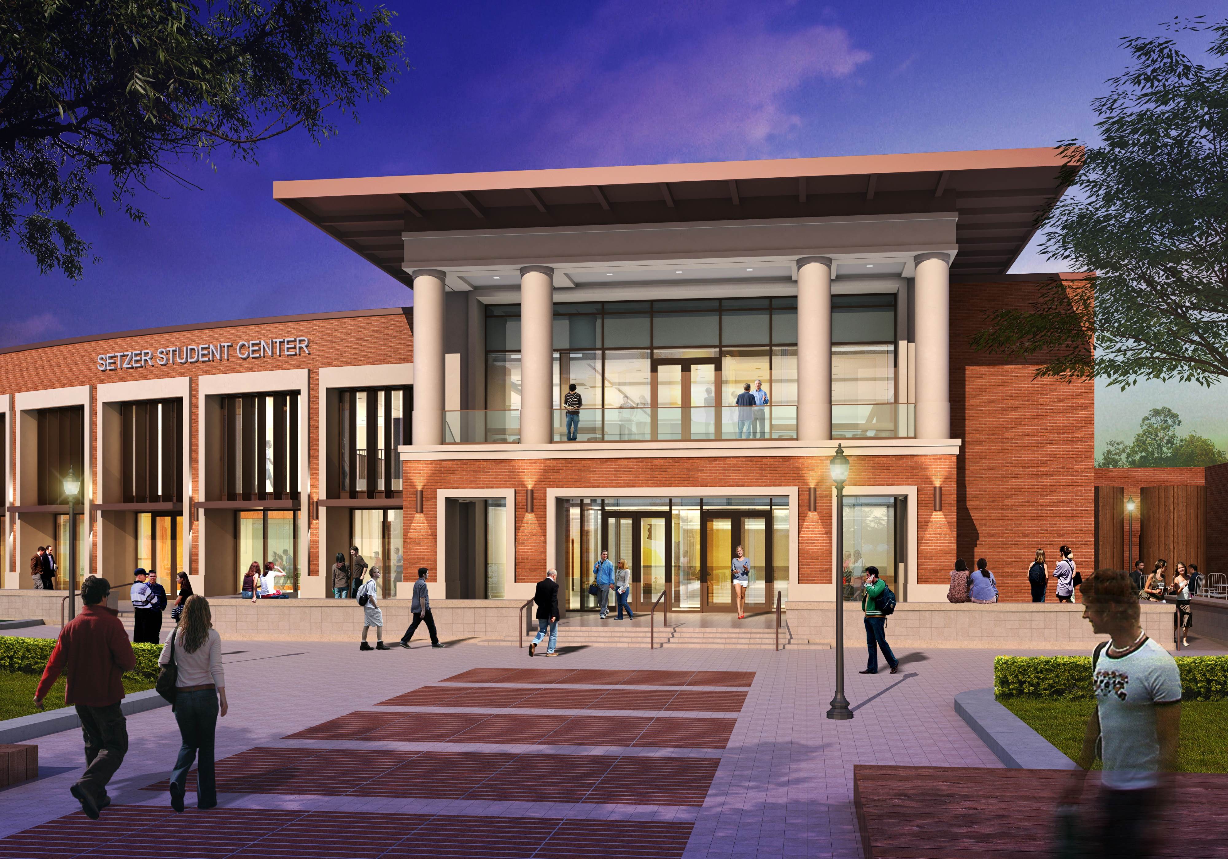 Lamar-Student-Center-Exterior-Quad-Entrance-Eye-Level-Dusk-Beaumont-Texas