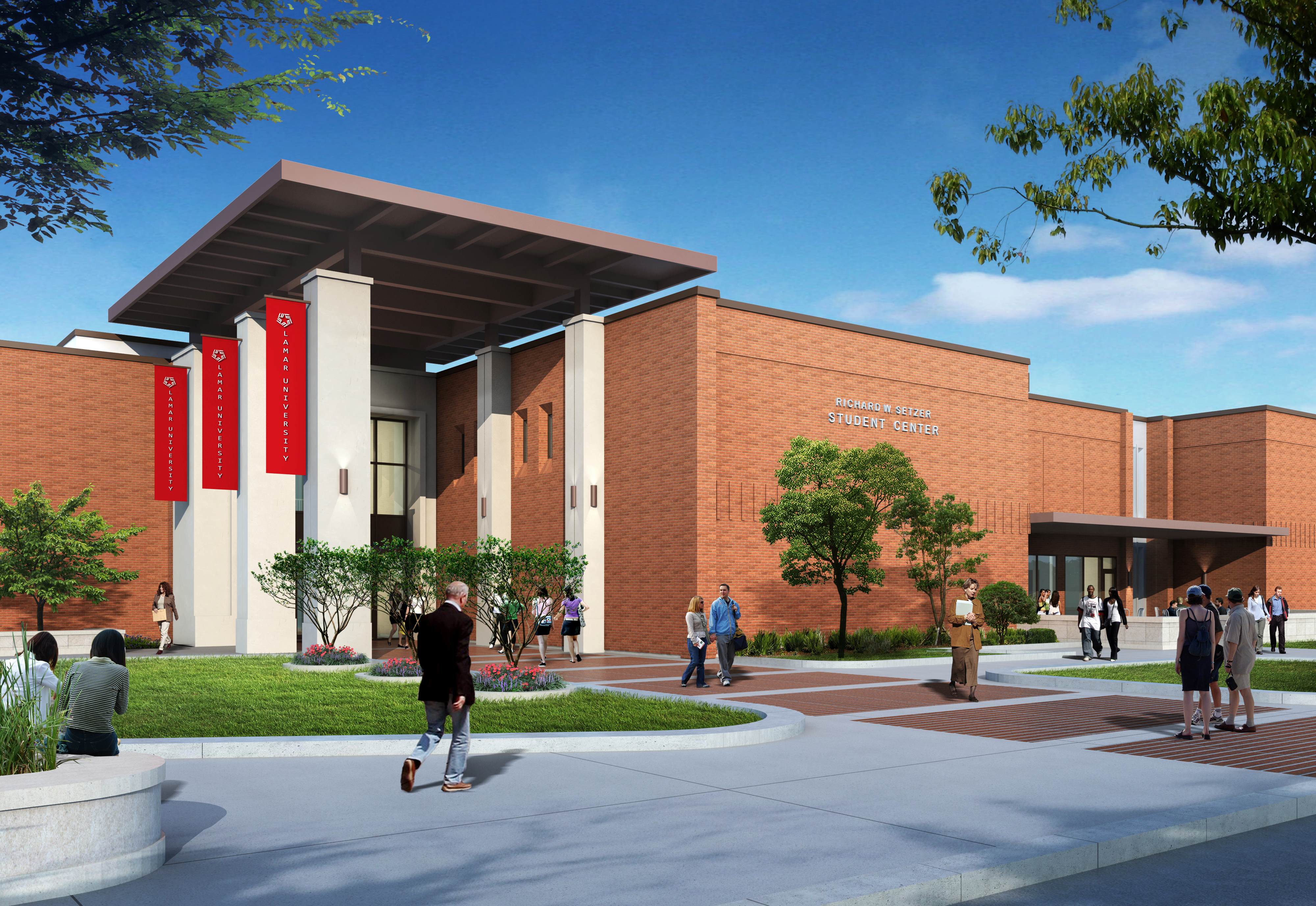 Lamar-Student-Center-Exterior-West-Entrance-Eye-Level-Daytime-Beaumont-Texas