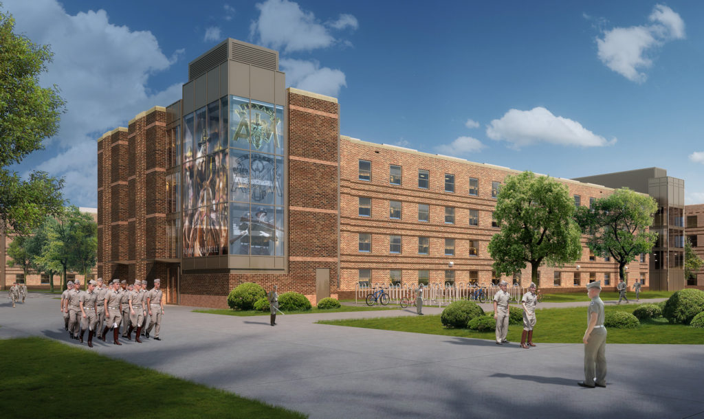 TAMU Corps Dorms Exterior Eye-level Daytime