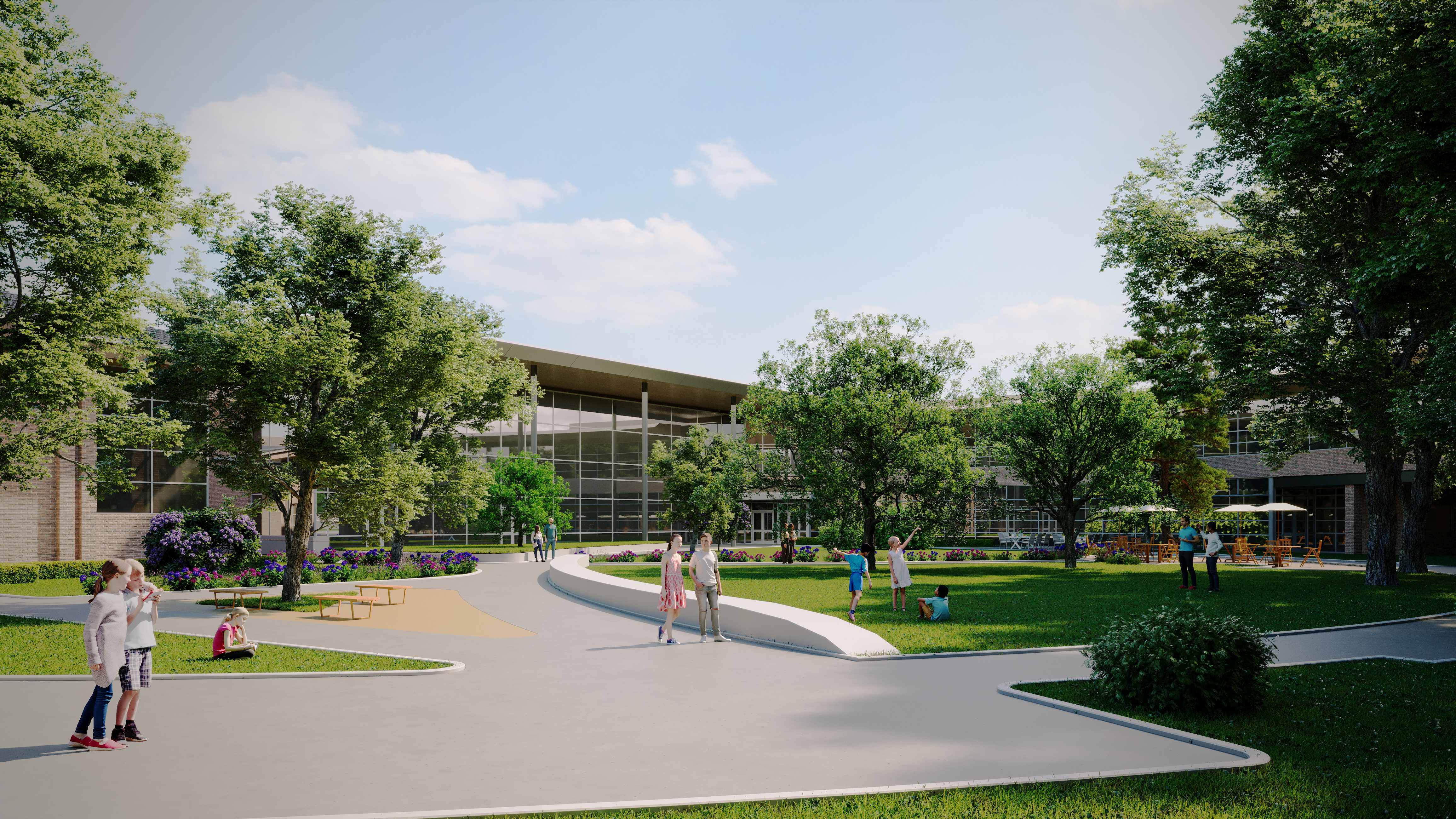 The-Kinkaid-School-Studio-Red-Architects-Courtyard-Exterior-Eye-Level-Daytime-Houston-Texas