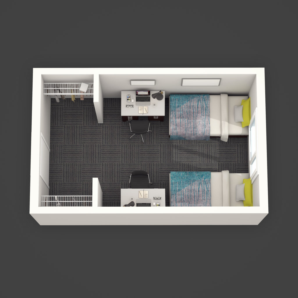 Mass Dartmouth Main Campus Dorm Interior Isometric