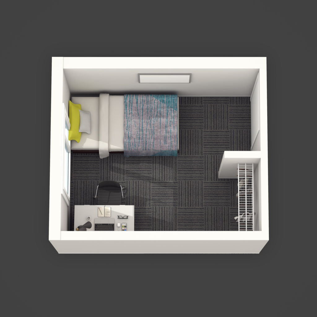 Mass Dartmouth Main Campus Dorm Interior Isometric