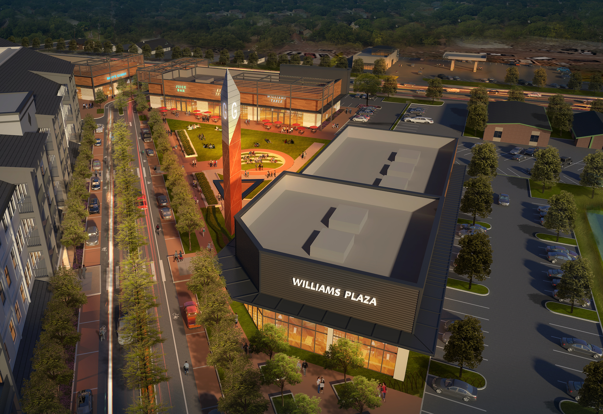 The Commons at Rivery Aerial Evening Master Plan