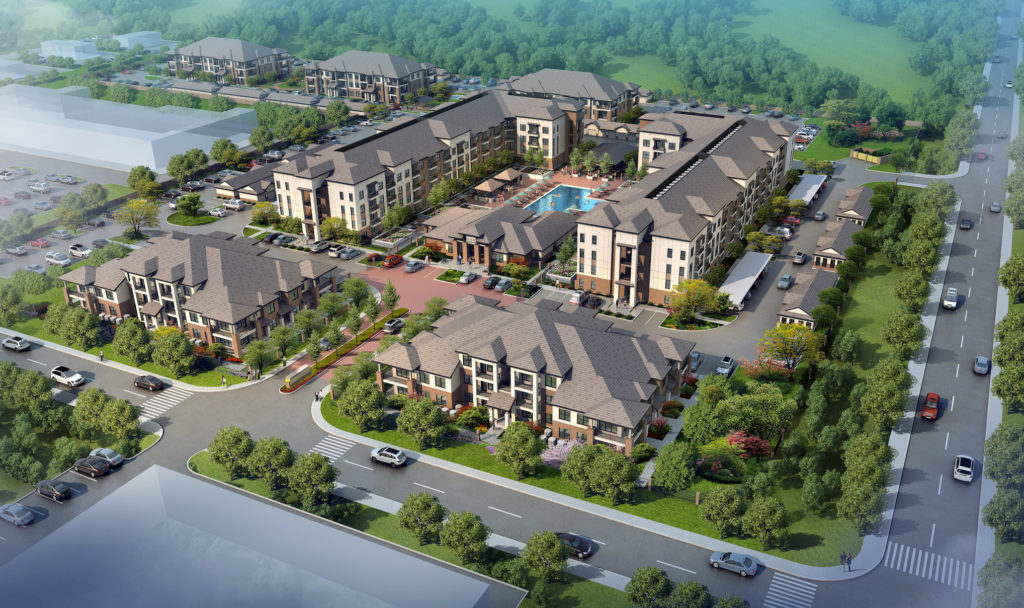 Fairgrounds Apartments Exterior Aerial Daytime
