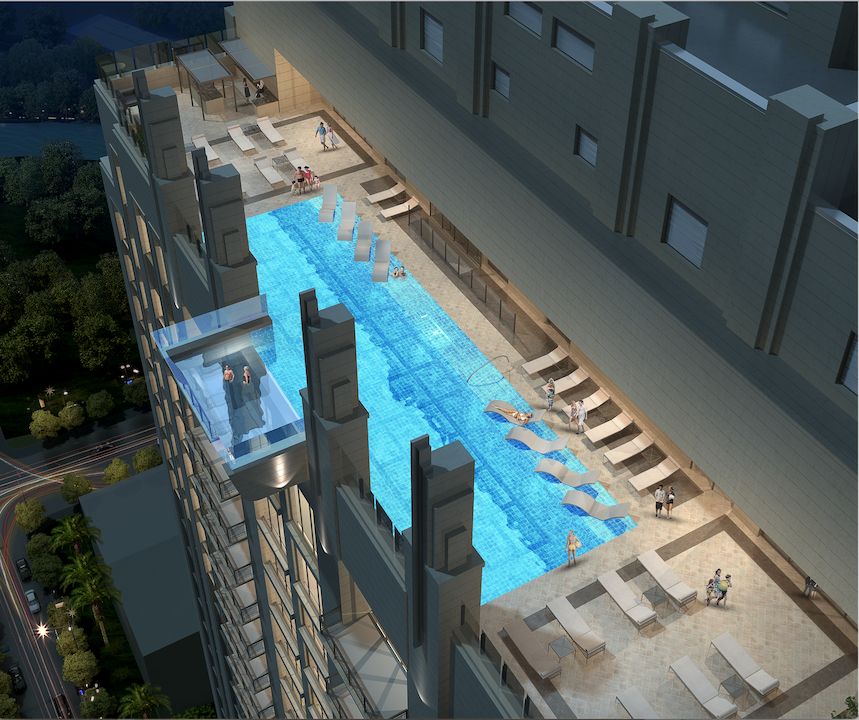 Market-Square-Tower-Greystar-Houston-Pool-2-Exterior-Aerial-Nighttime-Houston-Texas