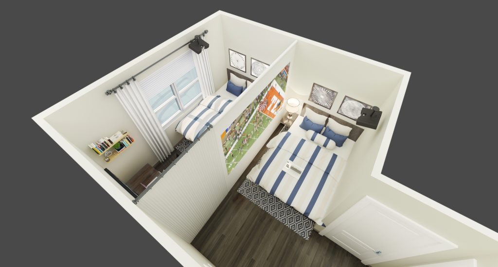 The Villas on Nueces Bedroom Isometrics Eye-level
