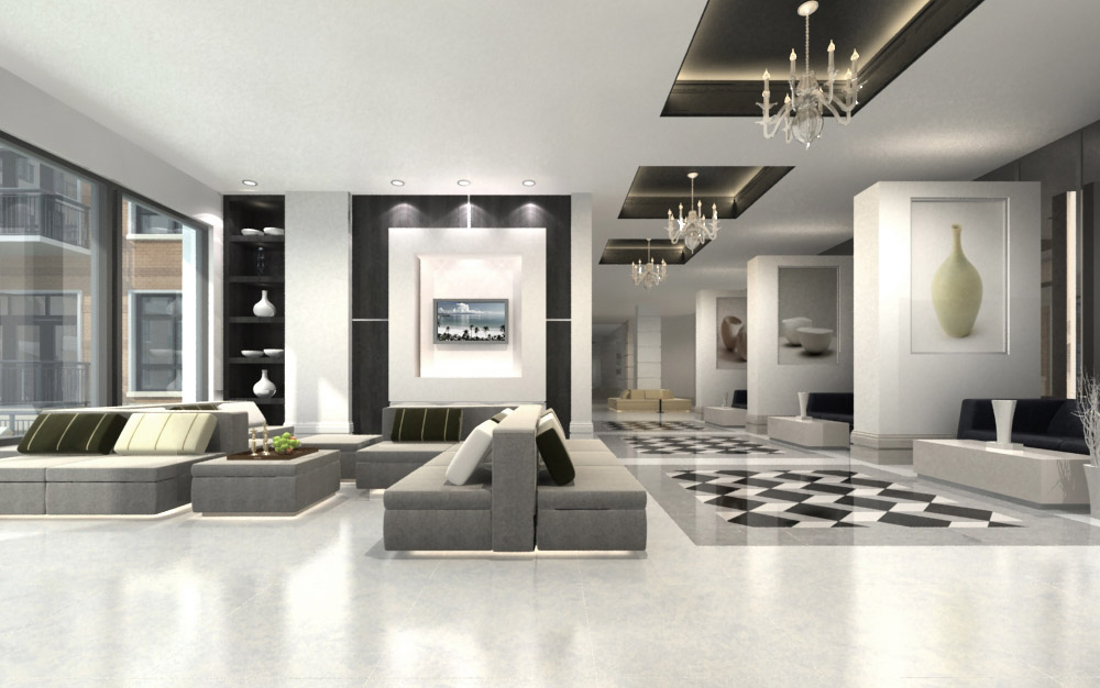 Waterwall Place Social Area Interior Eye-level Daytime