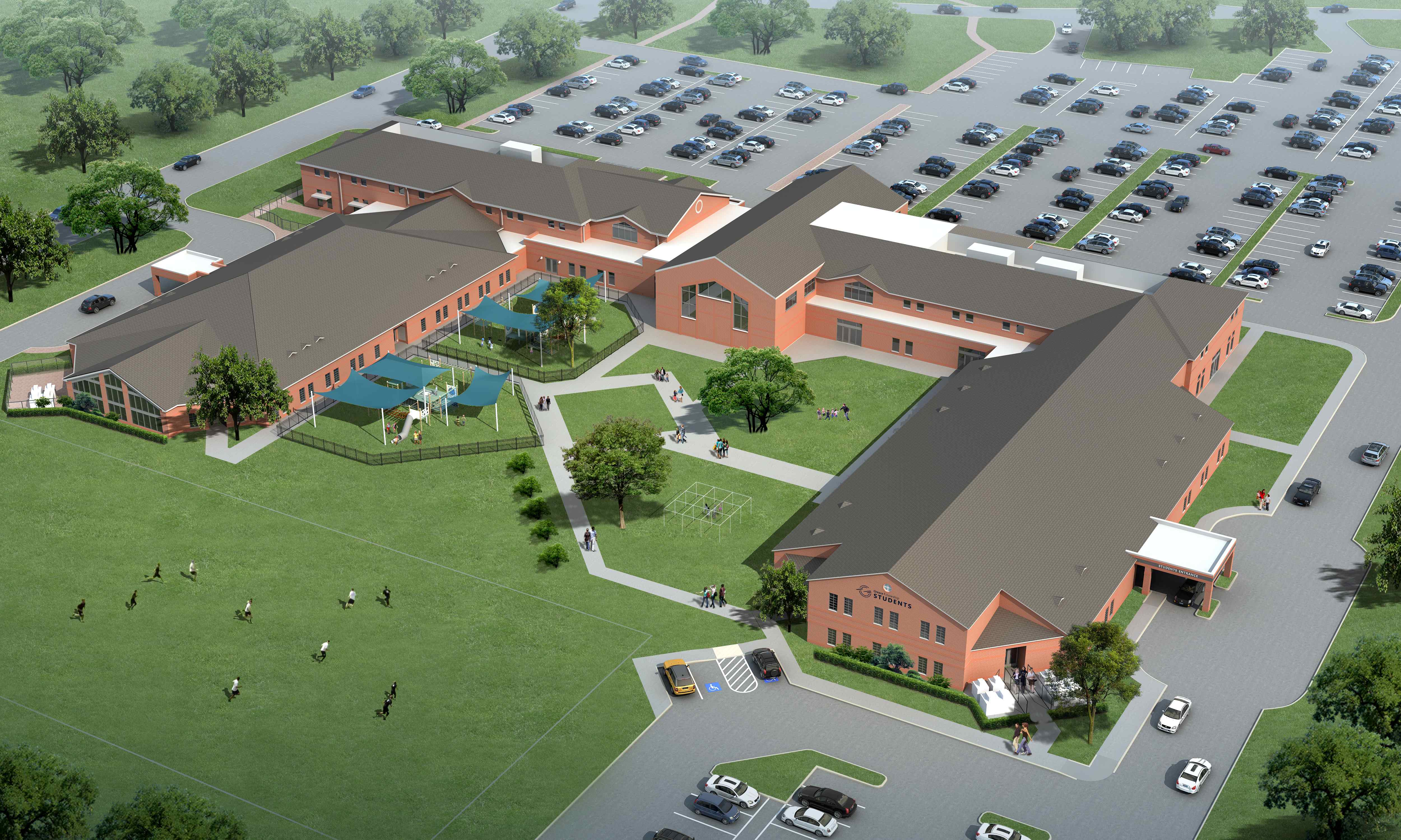 Grace-Fellowship-Church-Main-Merriman-Holt-Powell-Architects-Exterior-Aerial-Daytime-Katy-Texas