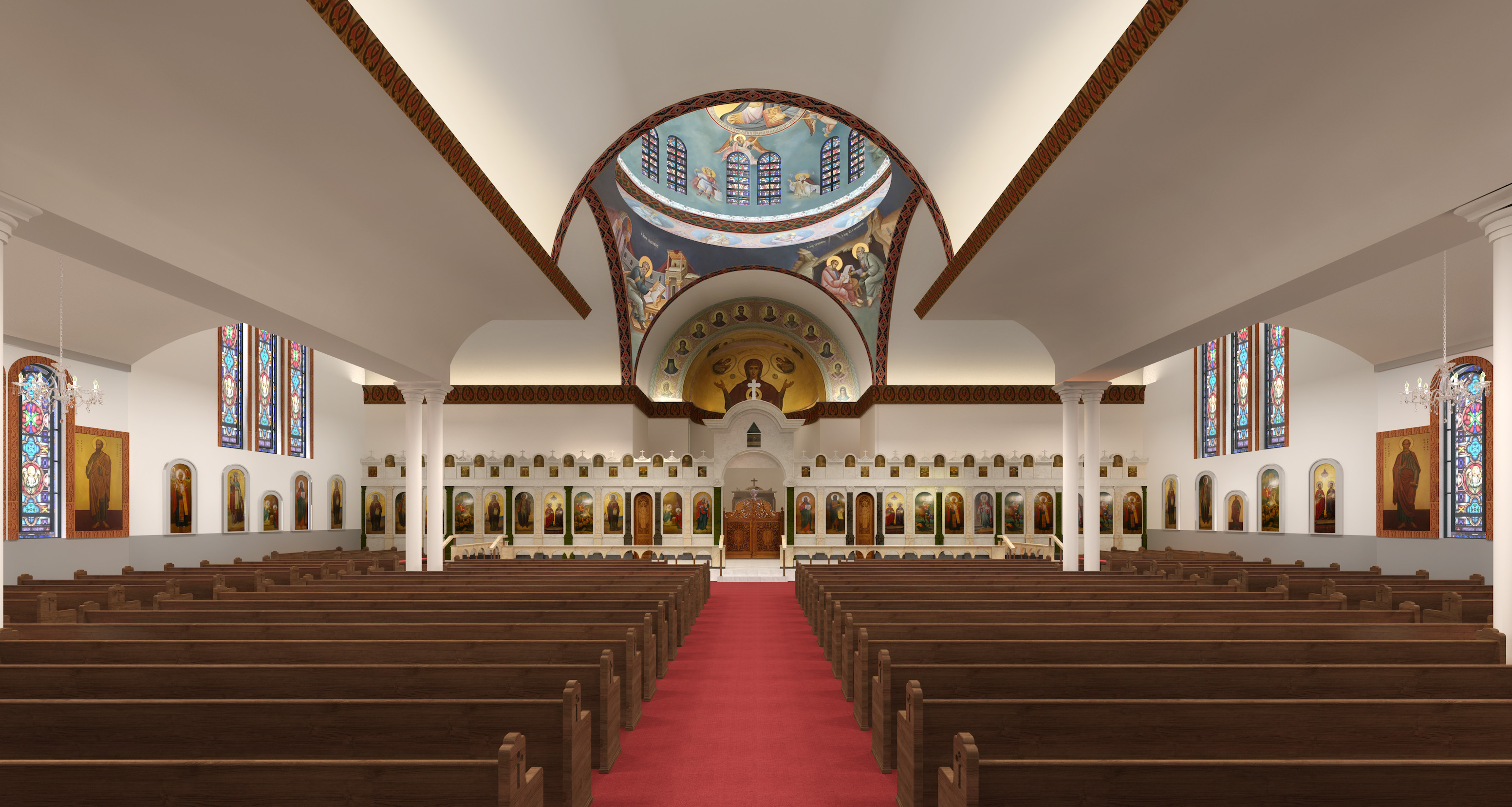 Annunciation Greek Orthodox Church Interior eye-level sanctuary Aisle