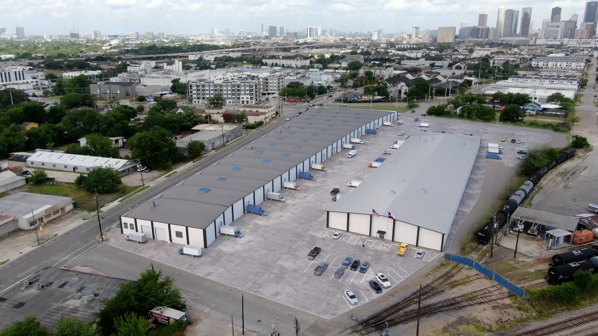 EaDo business park superimposed drone aerial