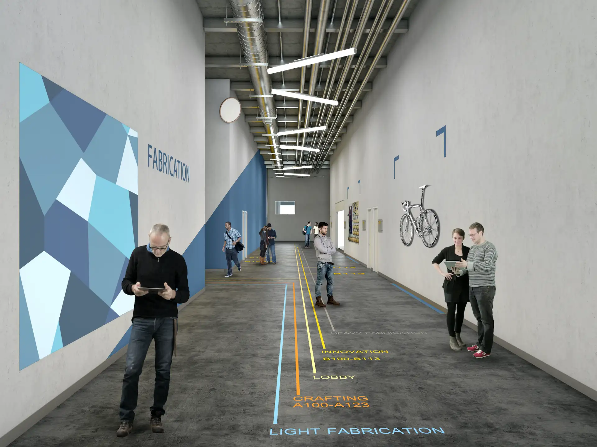 East End Maker Hub interior fabrication corridor