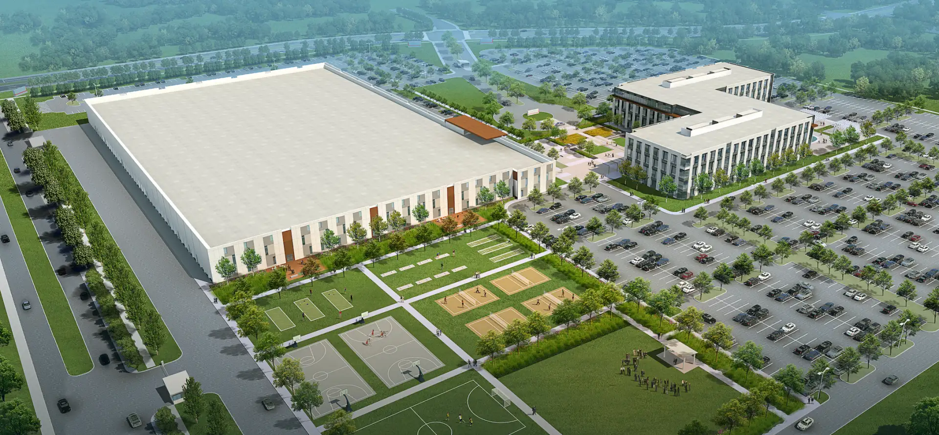Parmer Business Park BAE Systems daytime aerial 2