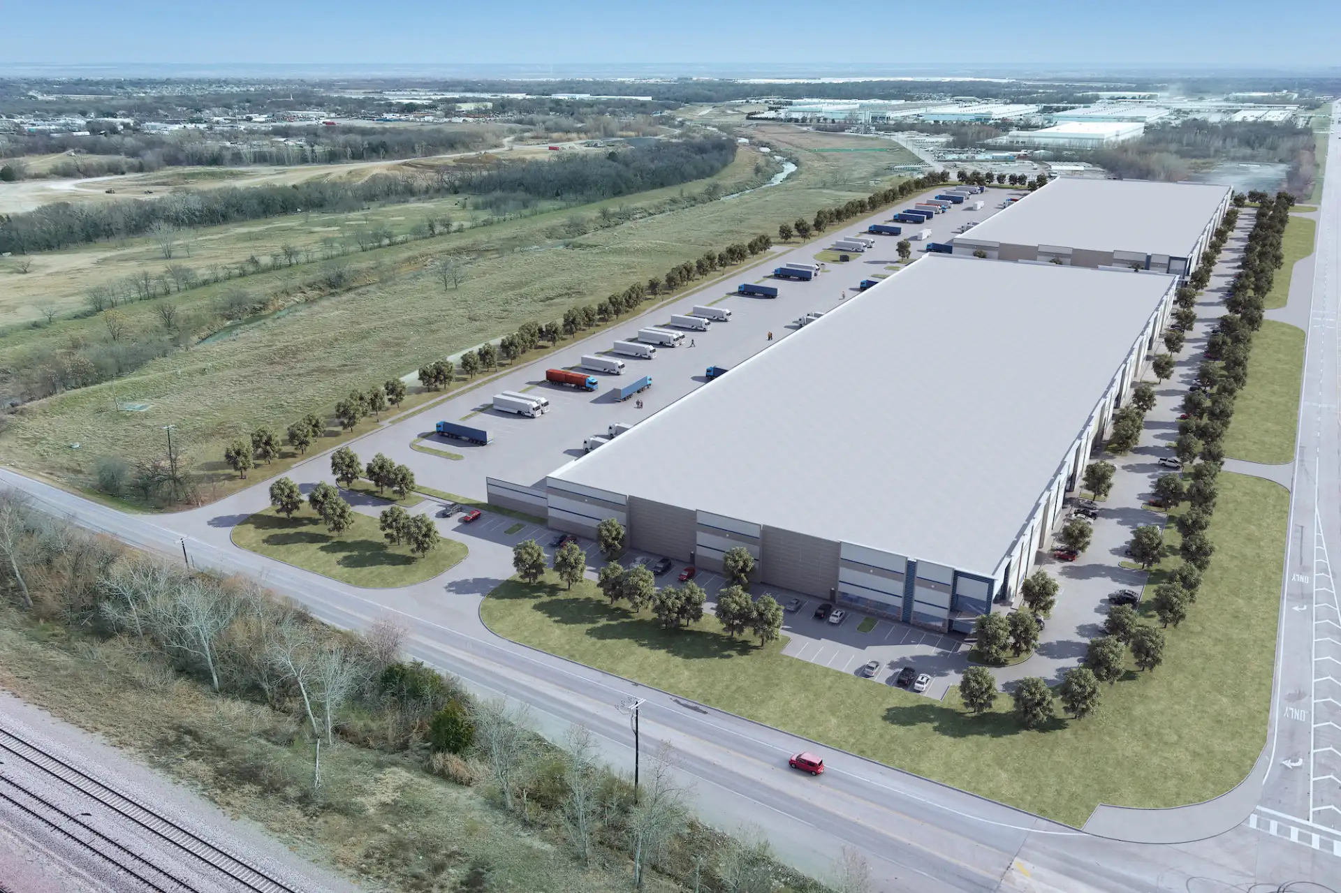 GSW Commerce Center @ 161 drone superimposed aerial